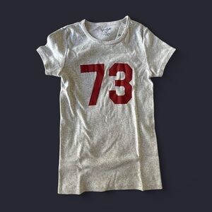 Brandy Melville Gray Tee with Red Number 73